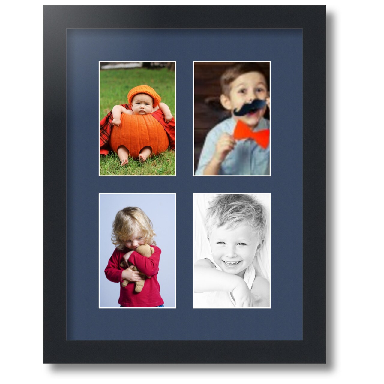 ArtToFrames Collage Photo Picture Frame with 4 - 4x6 inch Openings, Framed in Black with Over 62 Mat Color Options and Regular Glass (CSM-3926-2)